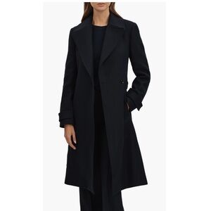 Reiss Tor wool blend belted Navy Women's coat